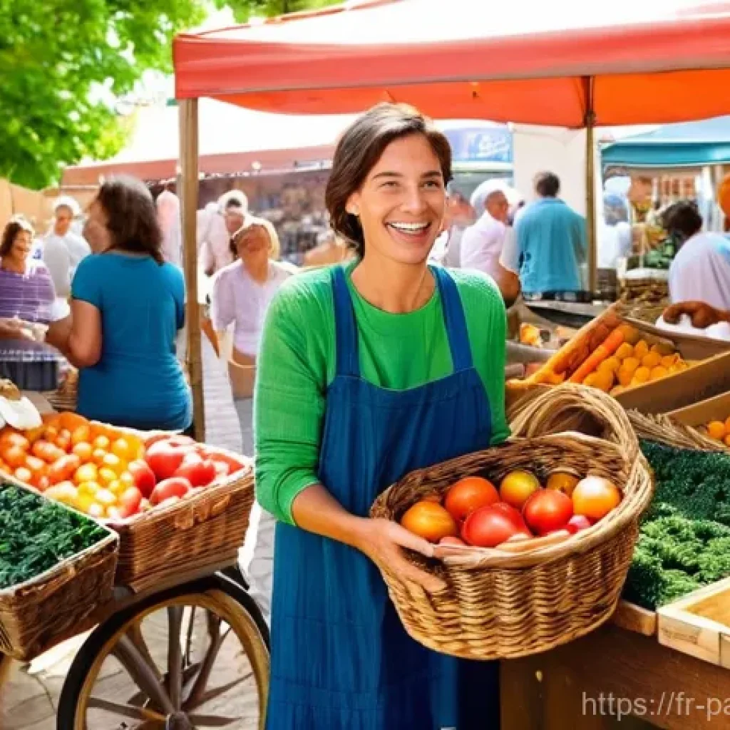 기후 변화 대응을 위한 시민의 윤리적 선택 - **Vibrant French Market and Home Cooking:**
A bustling outdoor French market scene, perhaps in a...