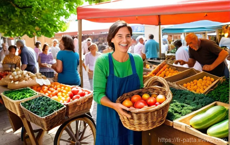기후 변화 대응을 위한 시민의 윤리적 선택 - **Vibrant French Market and Home Cooking:**
    A bustling outdoor French market scene, perhaps in a...