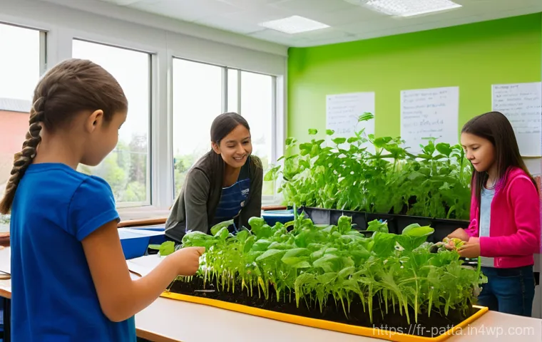 기후 변화와 교육의 연계 - Image Prompt 1: The "Green" Classroom - Cultivating Critical Thinking and Practical Skills**