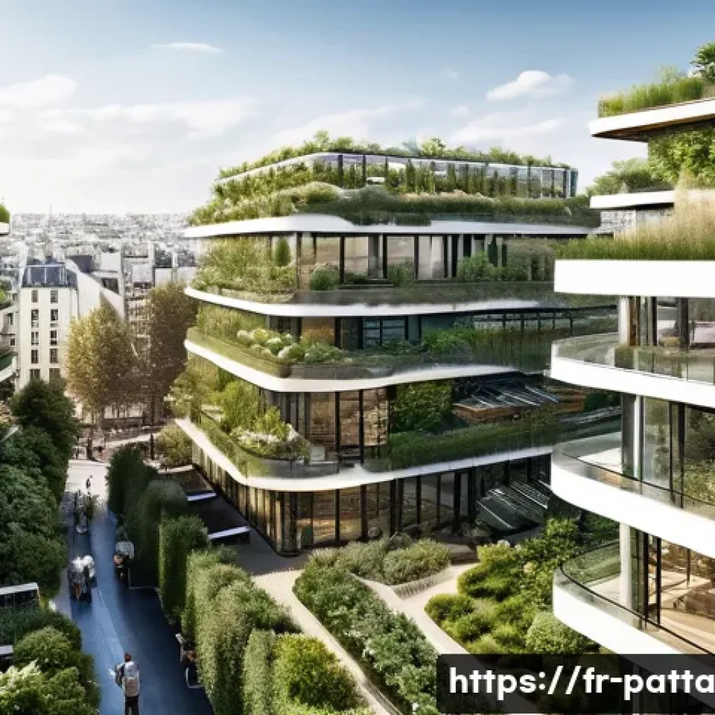 기후 변화 대응을 위한 기술 혁신 사례 - **Sustainable Urban Oasis in Paris**
A vibrant, sun-drenched cityscape depicting a future Paris ...
