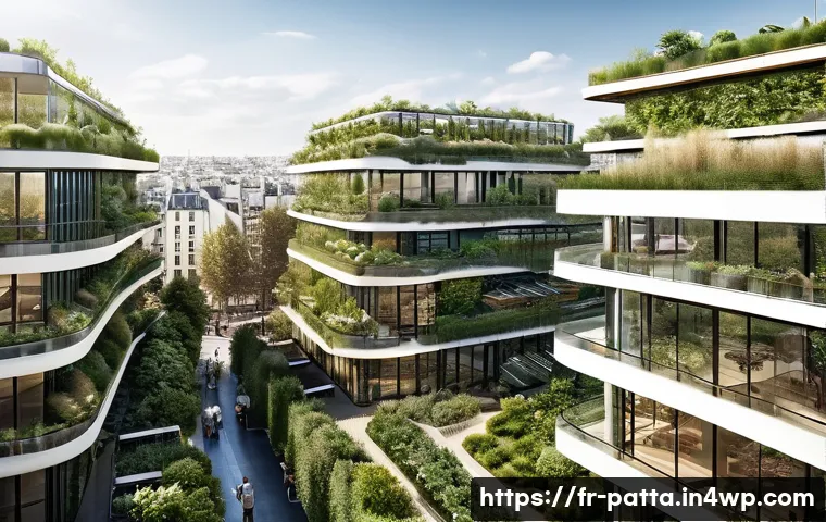기후 변화 대응을 위한 기술 혁신 사례 - **Sustainable Urban Oasis in Paris**
A vibrant, sun-drenched cityscape depicting a future Paris ...