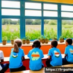 Home 21 기후 위기 대응을 위한 교육과 훈련 - A vibrant and engaging primary school classroom in France focused on environmental education, featur...