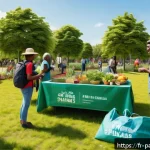 Home 20 기후 행동 캠페인 성공 사례 분석 - A vibrant outdoor community event in a French neighborhood park focused on climate action, featuring...