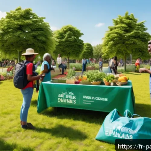 Home 32 기후 행동 캠페인 성공 사례 분석 - A vibrant outdoor community event in a French neighborhood park focused on climate action, featuring...