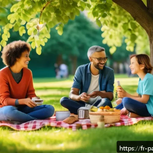 Home 17 기후 행동 촉진을 위한 현지 캠페인 전략 - A vibrant neighborhood community picnic in a sunny urban park in France, diverse group of adults and...